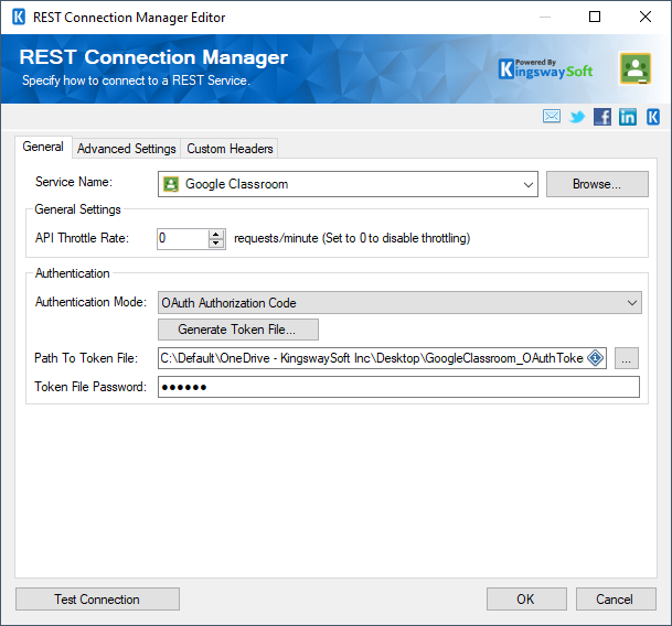 Google Classroom Rest Connection Manager - General.png